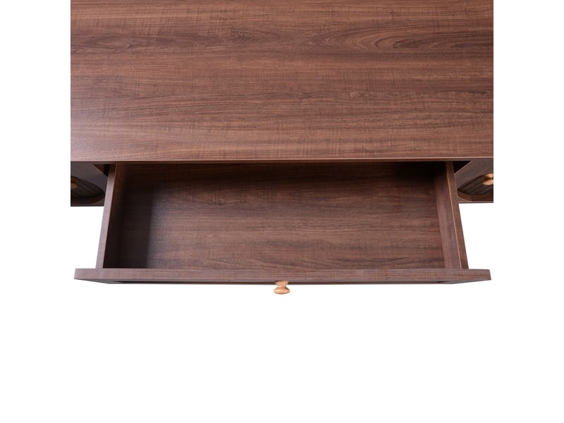  Meuble tv avec portes et tiroirs, 170 x 39,5 x 46 cm, façades aspect rotin, pieds surélevés et rangements fermés, mdf, couleur bois Morn Vibe - Conforama E