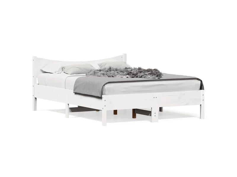  Lit double- lit adulte -  cadre de lit sans matelas blanc 135x190 cm bois de pin massif  - Conforama A