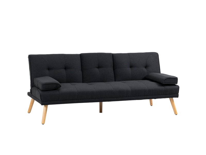  Canapé droit - convertible - structure robuste - 3 places - polyester - gris - pour salon et séjour 181x77x78cm - Conforama A
