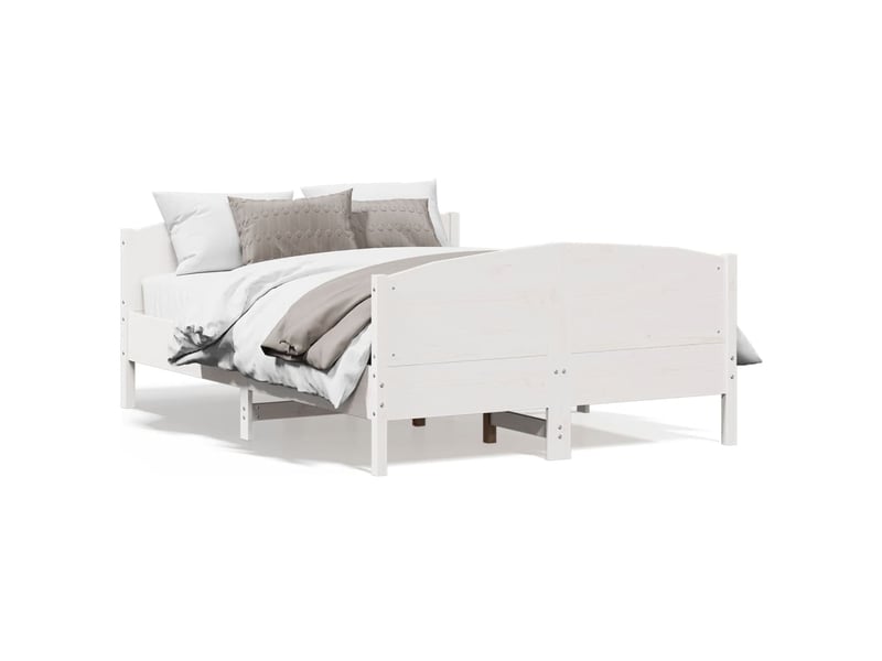 Lit double- lit adulte -  cadre de lit sans matelas blanc 120x200 cm bois de pin massif  - Conforama A
