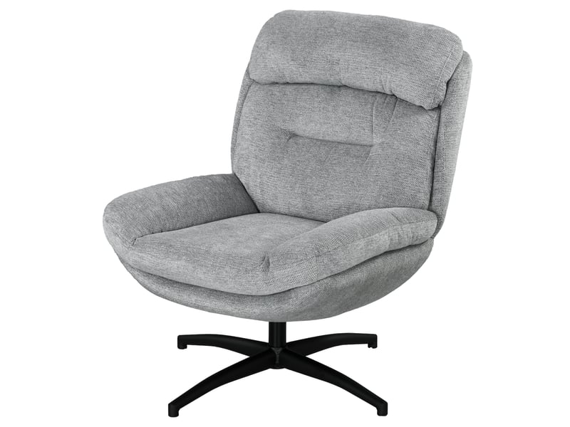  Fauteuil pivotant à 360° en tissu chenille gris et pieds en acier 79 x 91 x 98 cm  - Conforama B