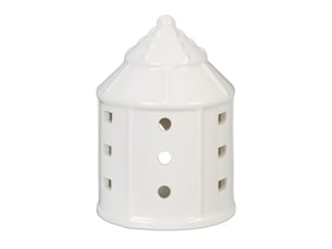 Photophore en forme de maison ambiance cosy déco intérieur 18 x 12 x 12 cm en porcelaine blanche 13_0015175