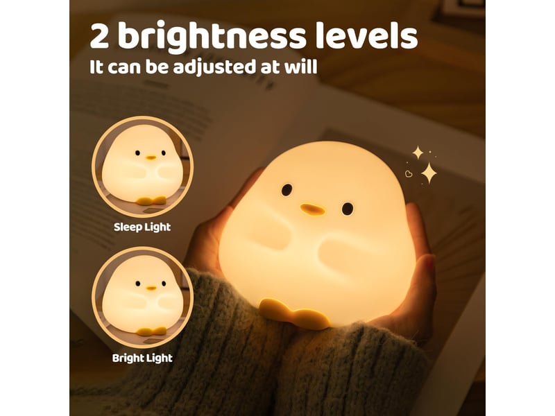  Veilleuse canard en silicone souple, rechargeable usb, jusqu’à 50 h d’autonomie, minuterie  - Conforama C