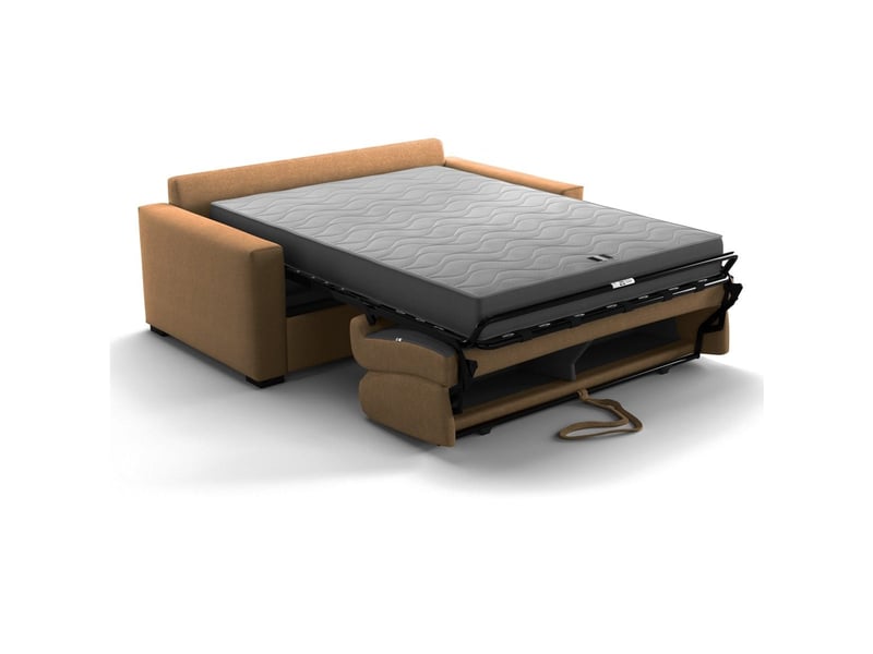 Canapé droit convertible 3 places en tissu chenille moka - ouverture express - anzio Anzio - Conforama D
