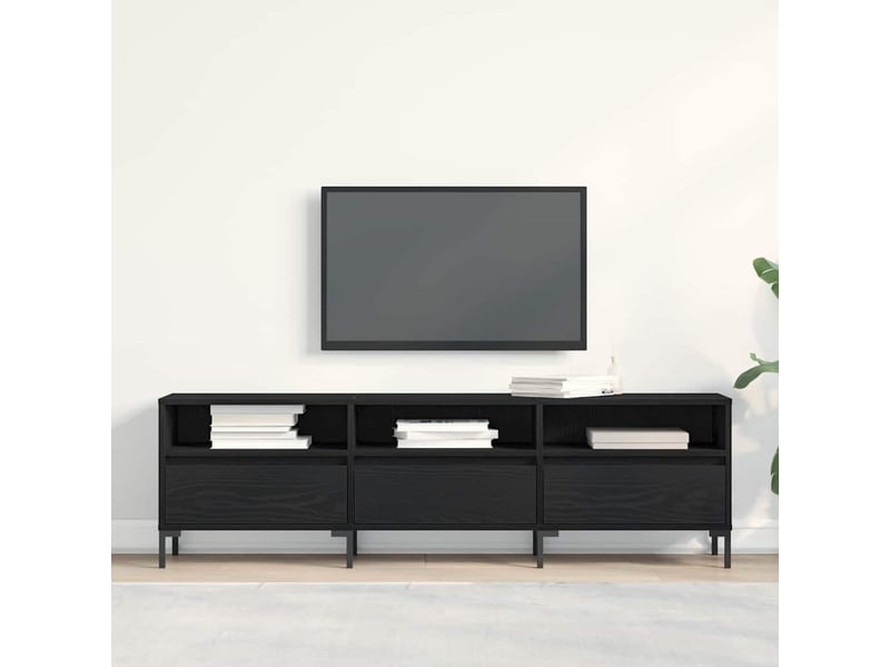  Meuble tv - banc tv - meuble de rangement 150 x 30 x 44,5 cm chêne noir bois d'ingénierie  - Conforama D