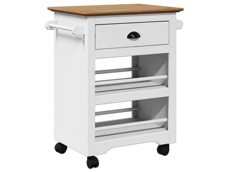 Desserte de cuisine, chariot de rangement bodo blanc et marron 67,5x45x80 cm - Conforama A