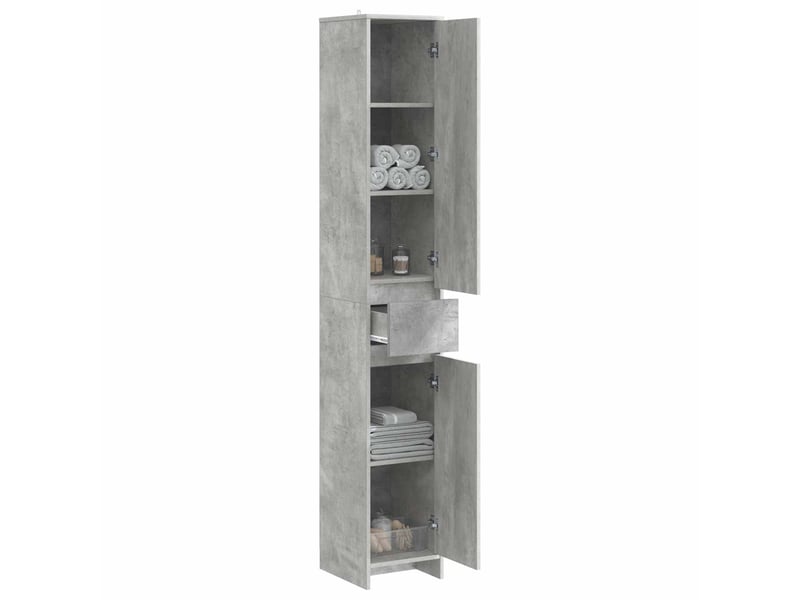  Armoire de salle de bain, meuble de rangement gris béton 30x33x190 cm  - Conforama C