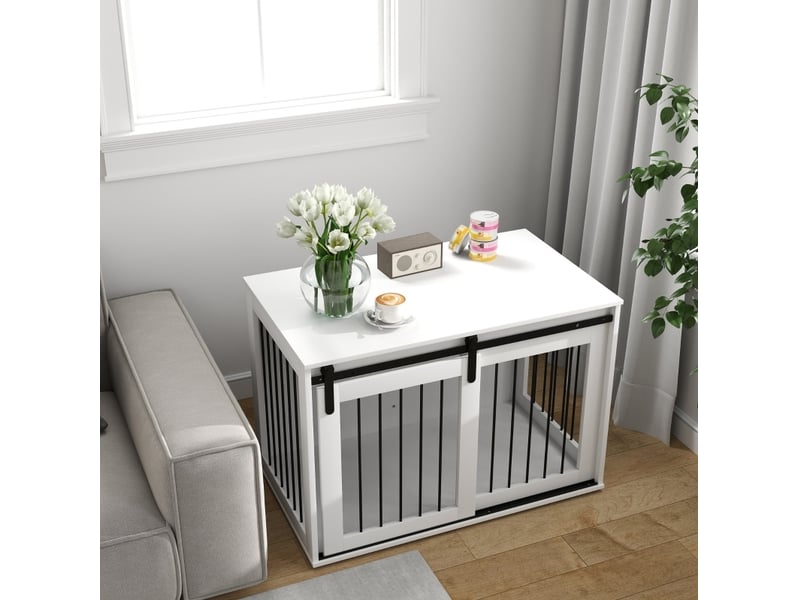  Meuble à porte coulissante 98x58x61 cm avec ventilation bois blanc  - Conforama C