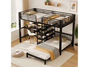 Lit combiné 2x90x200 cm <strong>OKMYHOME</strong>  <strong></strong> coloris noir