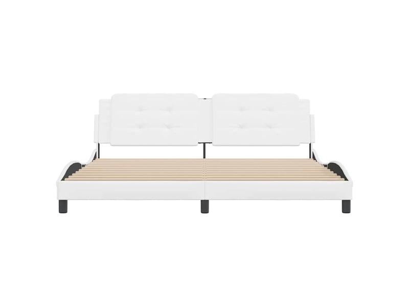 Lit double- lit adulte - cadre de lit sans matelas zadar blanc 200x200 cm similicuir - Conforama C