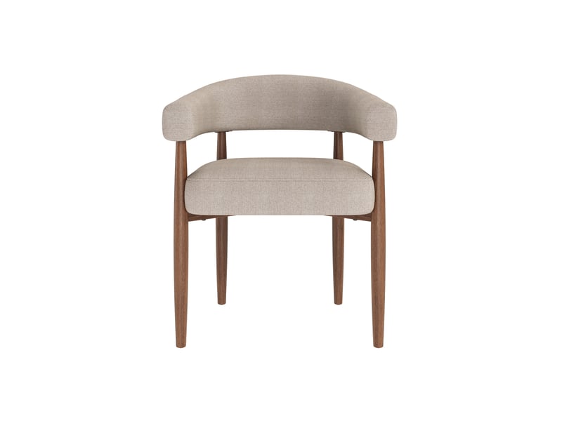  Lot de 6 chaises de salle à manger avec accoudoirs en tissu chenille taupe, 60x59x75 cm  - Conforama D