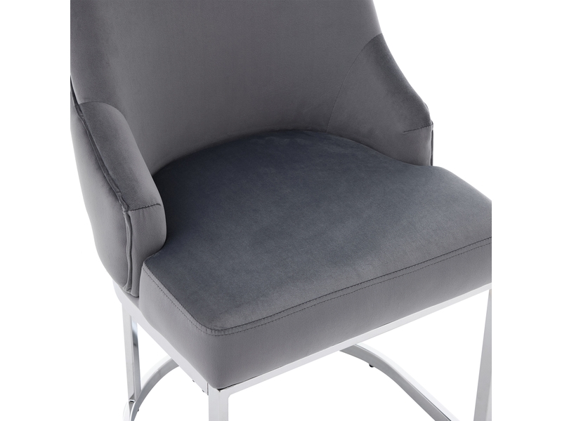  Lot de 2 chaises de salle à manger,59x55x89 cm,velours,gris et argenté  - Conforama E