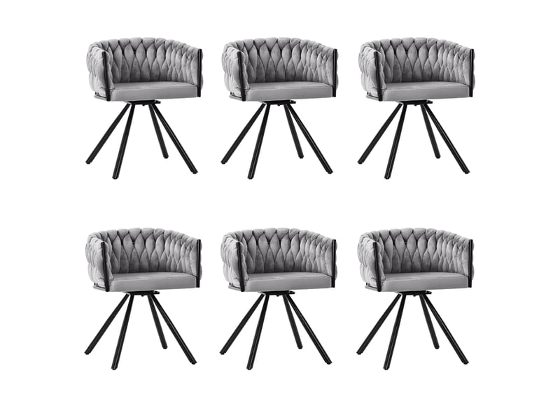  Chaise de salle à manger pivotante 360° en velours avec dossier ergonomique et base métallique, gris  - Conforama A
