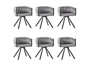 Chaise de salle à manger pivotante 360° en velours avec dossier ergonomique et base métallique, gris