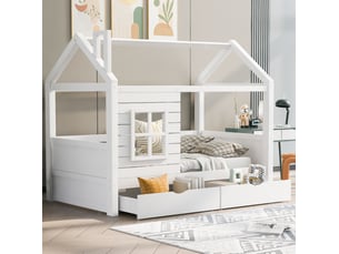 Lit cabane 90x200 cm <strong></strong>  <strong></strong> coloris blanc