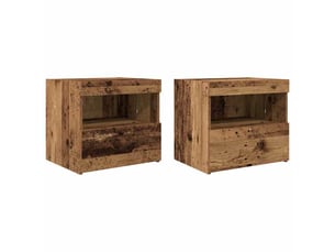 Table de chevet - cabinet de chevet - table de nuit 2 pièces bois ancien 50 x 40 x 45 cm
