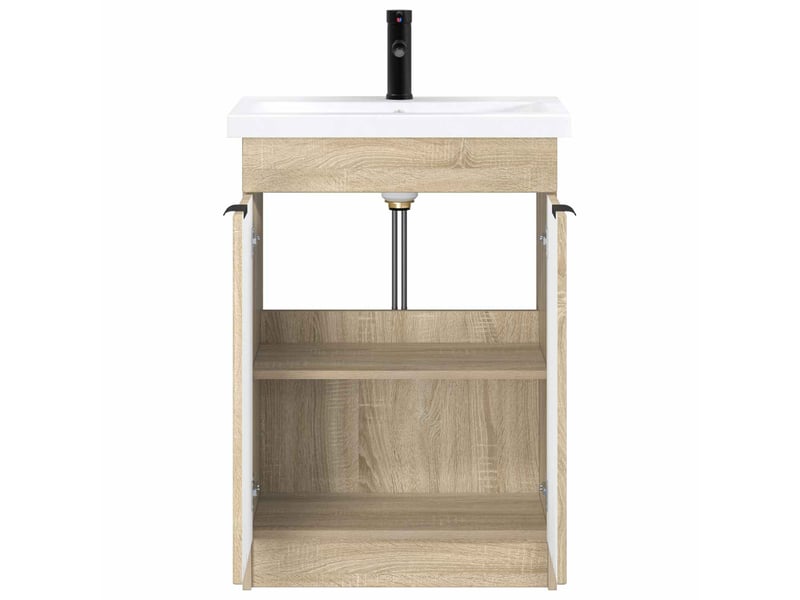 Ensemble de mobilier de salle de bain chêne sonoma shl2785 - Conforama C