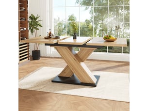 Table à manger extensible 119-158,5x80 cm avec rallonges intégrées, table télescopique avec plateau ajustable pour cuisine et salon, coloris bois