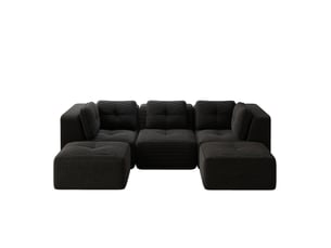 Canapé modulable noir tissu côtelé canapé salon profond confort nuage design contemporain