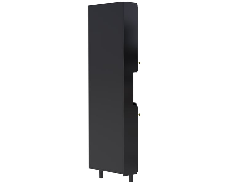  Meuble d’angle 63,5x157,5 cm avec éclairage led, finition laquée, mdf, noir  - Conforama D