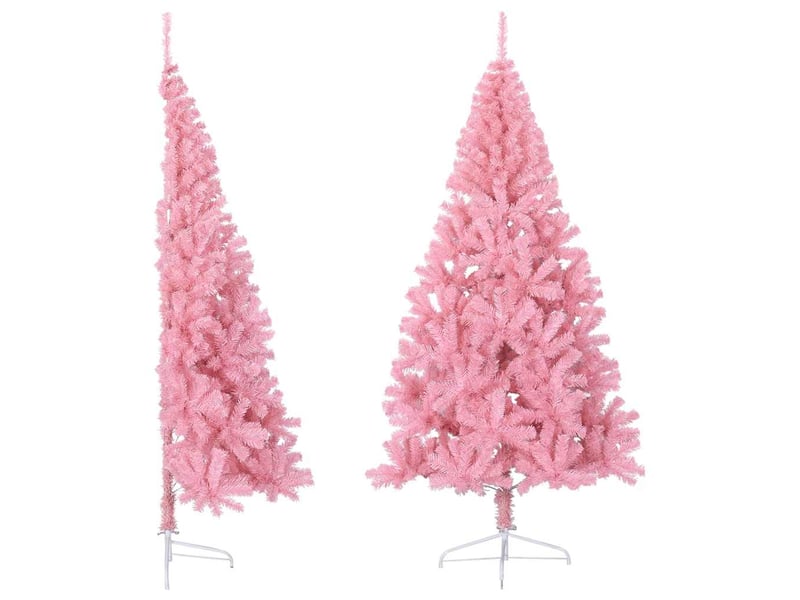  Demi sapin de noël - arbre de noël artificiel avec support rose 240 cm pvc  - Conforama A