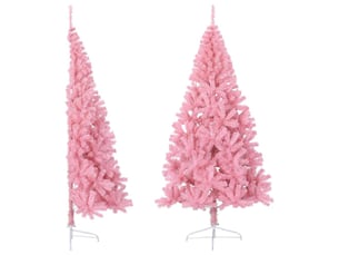 Demi sapin de noël - arbre de noël artificiel avec support rose 240 cm pvc