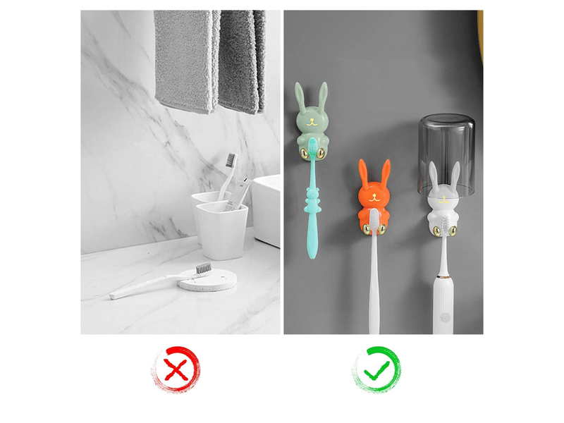  Lot de 4 porte-brosses à dents multi-usages étanches et autocollants pour salle de bain, cuisine, salon, bureau  - Conforama D
