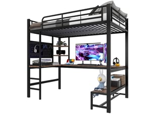 Lit mezzanine 90x200 cm <strong>SAPGAKS</strong>  <strong></strong> coloris noir
