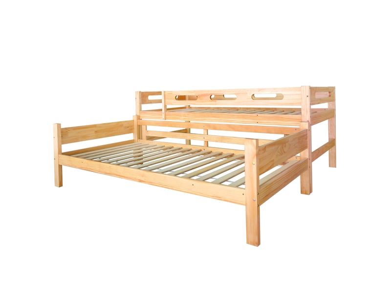  Lit superposé pour enfants et adolescents, lit enfant divisé en 2 lits simples, cadre robuste en pin, montage facile, aspect naturel, 90 x 200 cm  - Conforama D