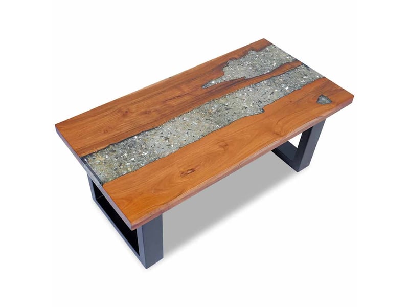  Table basse - table de salon - table à thé teck résine 100x50 cm  - Conforama D