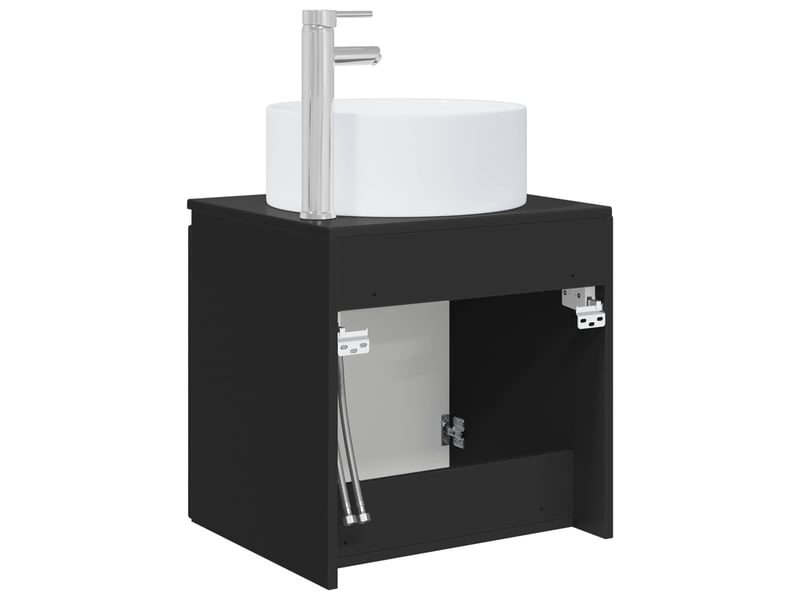  Meuble de lavabo mural, rangement salle de bain noir 49.5x44.5x65.5 cm  - Conforama E