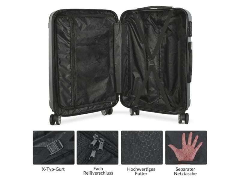 Lot de 3 valises rigides,202428 pouces,avec serrure tsa,abs,gris foncé - Conforama E