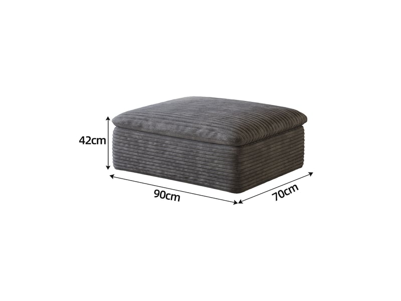 Pouf modulaire de salon en mousse haute densité, module de canapé en mousse sans cadre, tissu en coton doux, gris foncé - Conforama C