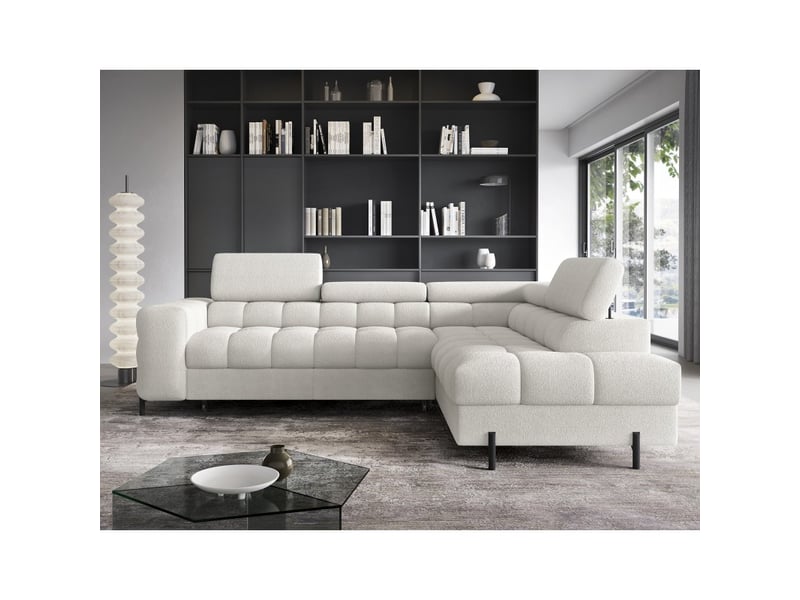  Canapé d'angle droit convertible blanc alpin 5 places ferrum méridienne confort 276x93x200cm  - Conforama E