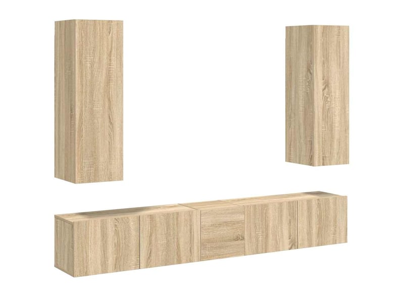  Ensemble de meubles tv - banc tv - meuble de rangement 5 pcs chêne sonoma bois d'ingénierie  - Conforama A