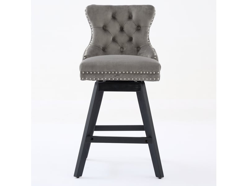  Tabouret de bar pivotant en velours gris avec dossier courbé cravdom  - Conforama A