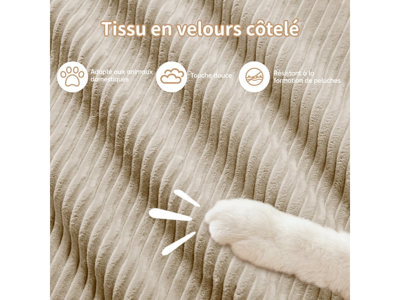 Canapé modulable 3 places en velours côtelé beige, 298 x 178 x 70 cm, sans armature, sans montage, livré compressé, base antidérapante, pour le salon CARDUME ESTIVAL - Conforama E