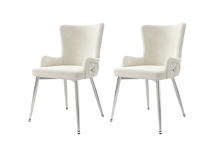 Lot de 2 chaises de salle à manger moderne 49x47x85 cm, repas confort salon, cadre métal, revêtement velours, beige et argenté