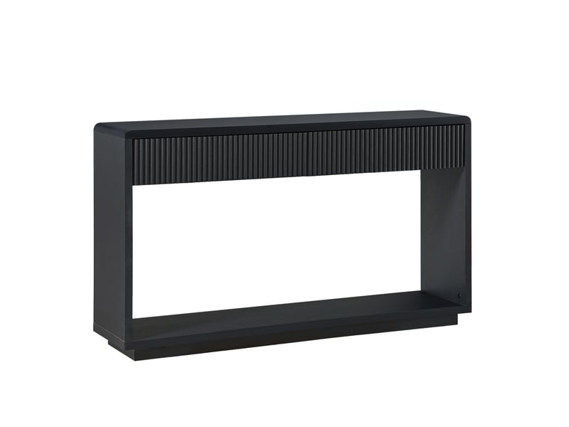  Console d'entrée 150x35x85 cm deux tiroirs panneau de particules et mdf noir charbon  - Conforama A