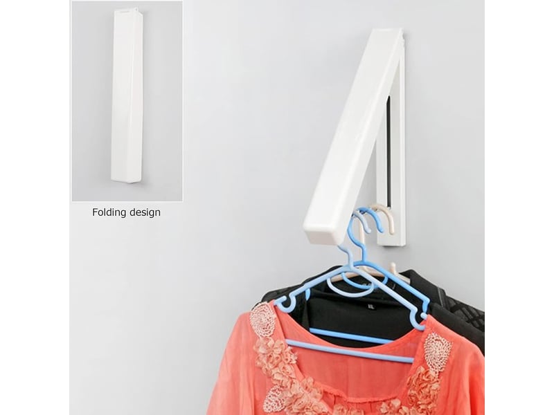  Portemanteaux cintres pliables, porte cintre mural, aluminium étendoir pour buanderie, garage, utilisation intérieure et extérieure, avec vis et c, blanc  - Conforama D