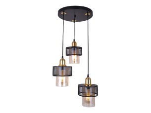 Plafonnier suspension luminaire 3 lumières noir et or 30x85 cm