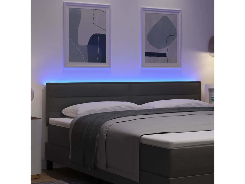  Tête de lit | panneau de tête de lit led avec bandes led gris foncé 180 cm tissu  - Conforama E
