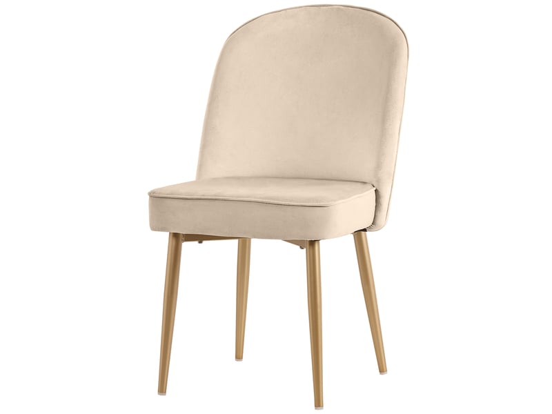  Lot de 2 chaises de salle à manger en velours beige avec pieds en métal doré  - Conforama A