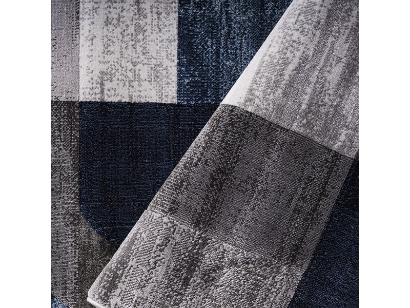 Tapis moderne design géométrique rectangulaire bleu gris double blu005  - Conforama D