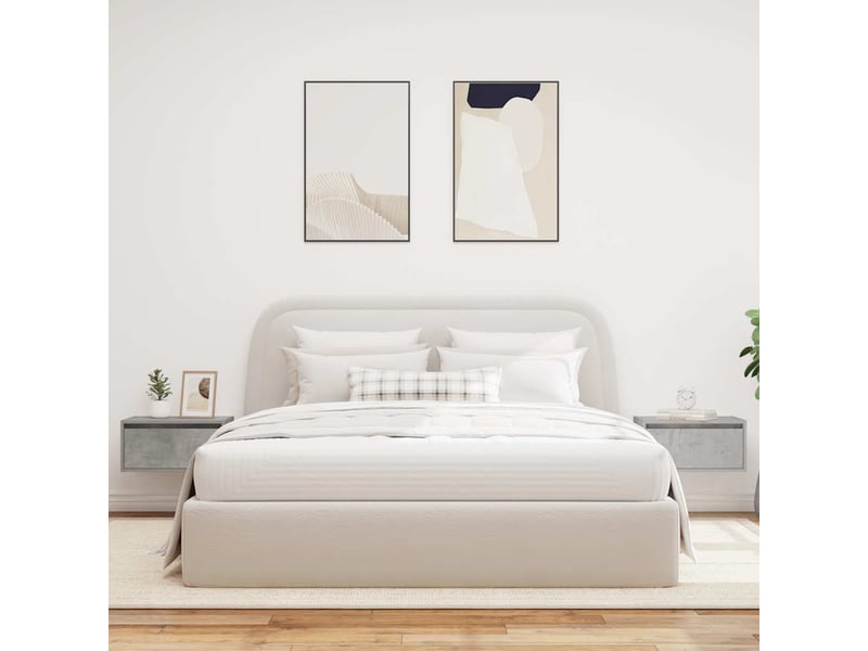  Lot de 2 table de chevet mural avec lumières led gris béton shl15084  - Conforama D