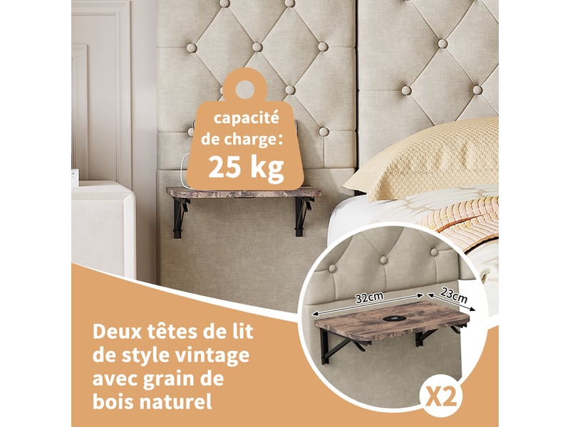  Lit coffre 140x200cm - lit double 140x200 en lin - lit 140x200 avec led et tables de chevet suspendues - beige  - Conforama D