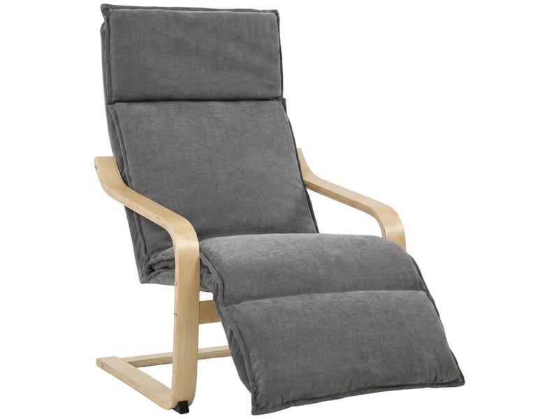  Fauteuil lounge, fauteuil de salon avec repose-pieds, gris foncé moderne  - Conforama A