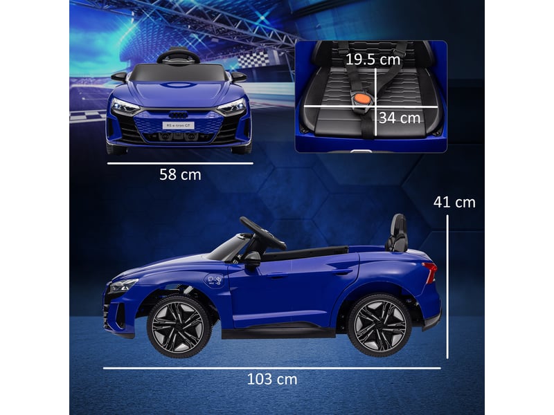 Voiture véhicule électrique enfant 12 v - télécommande parentale - effets sonores, lumineux - audi rs e-tron gt bleu - Conforama E