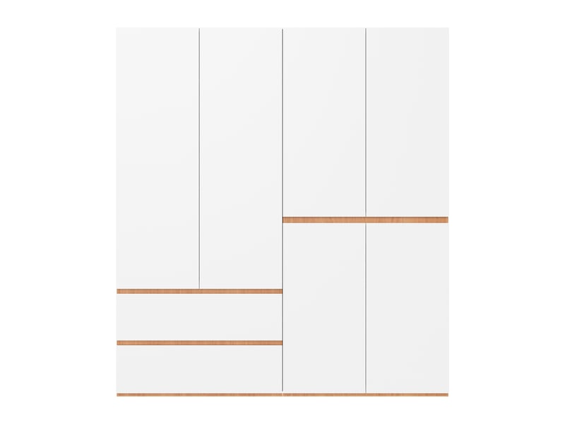 Armoire penderie 180 x 50 x 200 cm - 6 portes - 5 tiroirs - 2 barres de penderie - chêne artisan et blanc - Conforama A