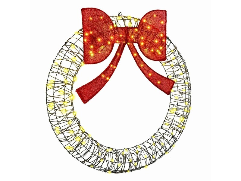 Couronne de noël, décoration de noël blanc chaud 120 x 120 x 10 cm rotin 150 led cf61765 - Conforama A